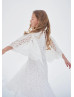 Wide Sleeves White Lace Bohemian Flower Girl Dress Wide Sleeves White Lace Bohemian Flower Girl Dress